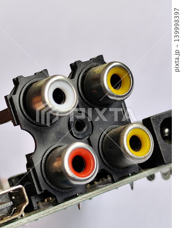 female rca hole input stock image 139998397