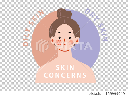 一個女人患有皮膚問題的插圖 一個女人患有皮膚問題的插圖 139999049