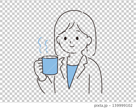 Illustration of a female office worker taking a break. 139999102