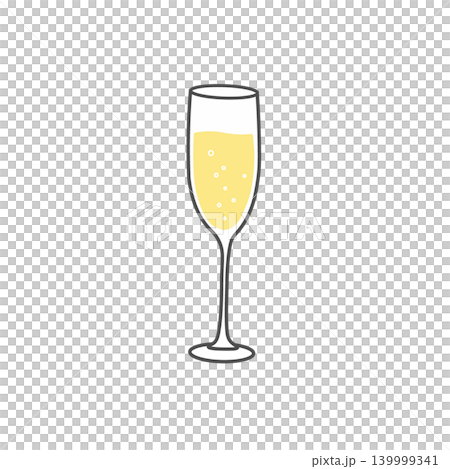 Illustration of champagne in a champagne glass Illustration of champagne in a champagne glass 139999341