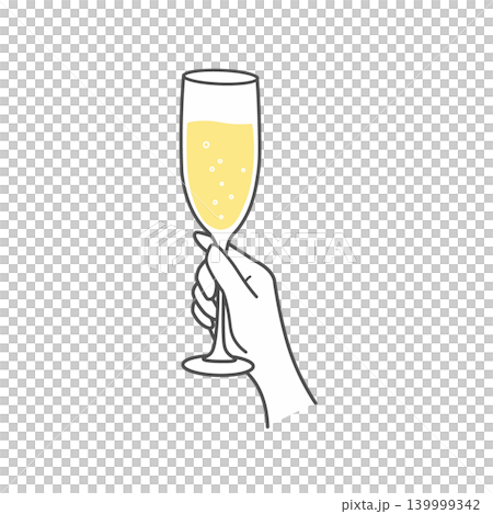 シャンパングラスに入ったシャンパンのイラスト 139999342