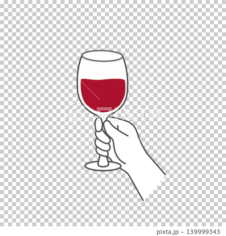 An illustration of wine in a wine glass. An illustration of wine in a wine glass. 139999343