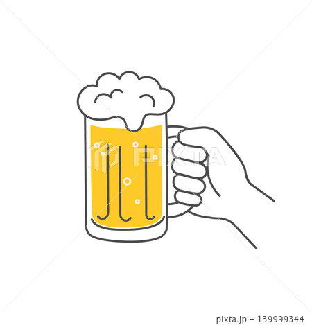ジョッキに入ったビールのイラスト ジョッキに入ったビールのイラスト 139999344