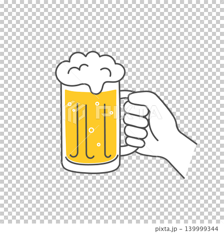 啤酒在杯子裡的插圖 啤酒在杯子裡的插圖 139999344