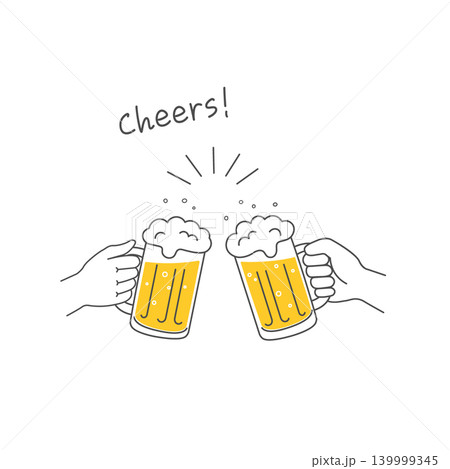 乾杯のイラスト ビールジョッキに入ったビールのイラスト 乾杯のイラスト ビールジョッキに入ったビールのイラスト 139999345