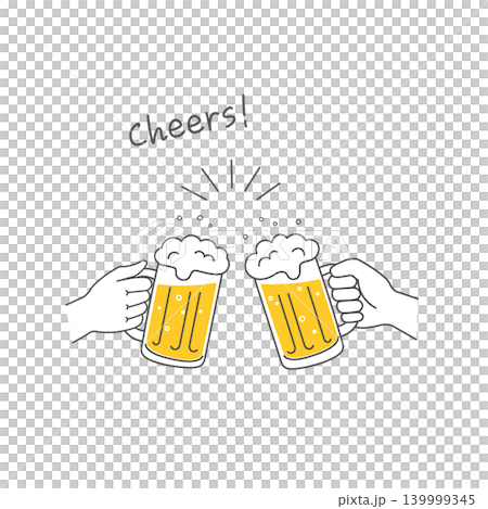 乾杯のイラスト ビールジョッキに入ったビールのイラスト 乾杯のイラスト ビールジョッキに入ったビールのイラスト 139999345