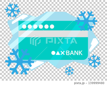 銀行の預金通帳が凍った銀行口座凍結をイメージしたイラスト素材 139999480