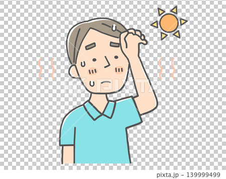 一個男人因夏日酷暑而感到疲憊不堪。 139999499