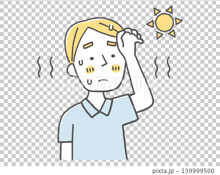 夏の暑さにバテ気味の男性単色 139999500