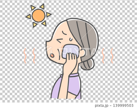 夏の暑さにバテ気味のシニア女性 夏の暑さにバテ気味のシニア女性 139999503