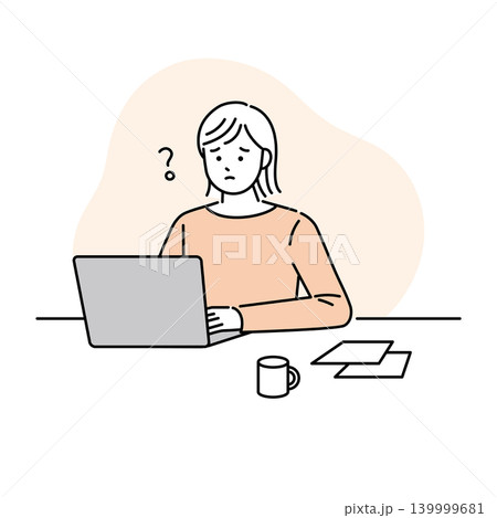 パソコンで作業をする在宅ワークの女性イメージ 139999681