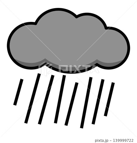 天気予報や雨の日の注意喚起に使いやすいシンプルな雨雲のイラスト 139999722
