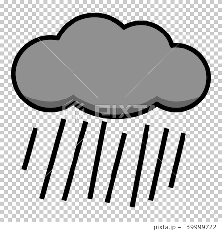 天気予報や雨の日の注意喚起に使いやすいシンプルな雨雲のイラスト 139999722