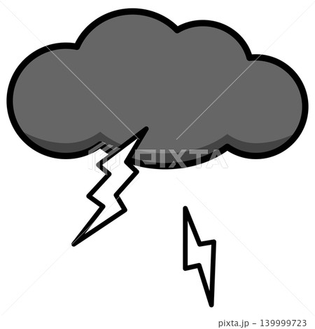 天気予報や災害の注意喚起に使いやすいシンプルな雷雲のイラスト 天気予報や災害の注意喚起に使いやすいシンプルな雷雲のイラスト 139999723