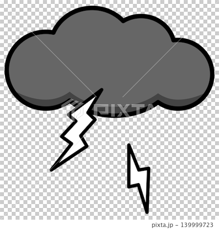 天気予報や災害の注意喚起に使いやすいシンプルな雷雲のイラスト 天気予報や災害の注意喚起に使いやすいシンプルな雷雲のイラスト 139999723