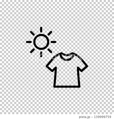 Icon showing sunlight used for natural disinfection of items. Icon showing sunlight used for natural disinfection of items. 139999759
