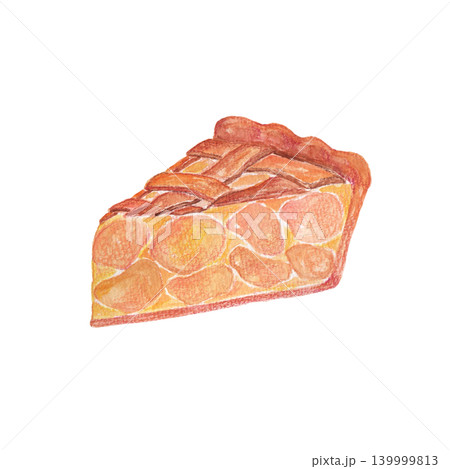 水彩で描いたアップルパイのイラスト　りんごケーキ 139999813
