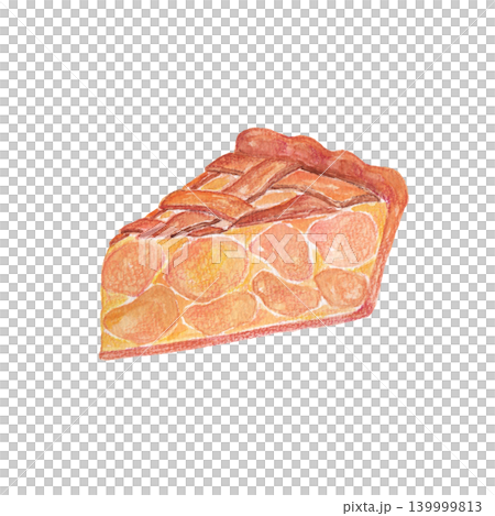 水彩で描いたアップルパイのイラスト　りんごケーキ 139999813