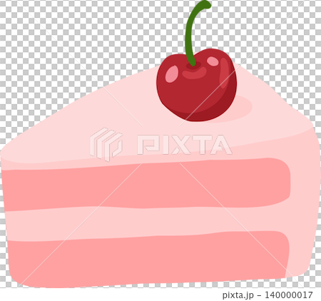 Pink Cake Slice Cartoon Dessert With Cherry for birthdays parties cafe menus and sweet food designs 140000017