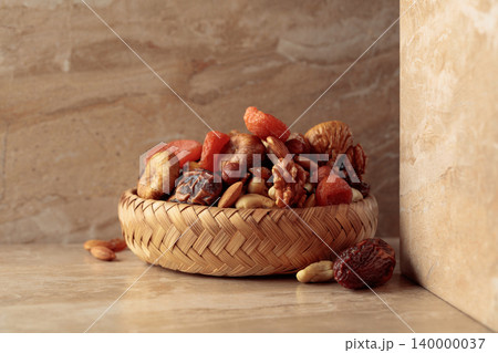 Mix of dried fruits and nuts. Mix of dried fruits and nuts. 140000037