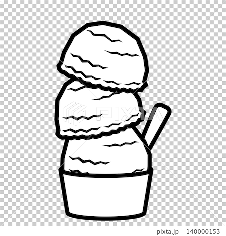 カフェのメニューや夏のキャンペーンに使いやすいカップに入った3段アイスクリームのイラスト カフェのメニューや夏のキャンペーンに使いやすいカップに入った3段アイスクリームのイラスト 140000153