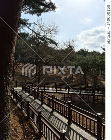 It is a fenced walking path. 140000168
