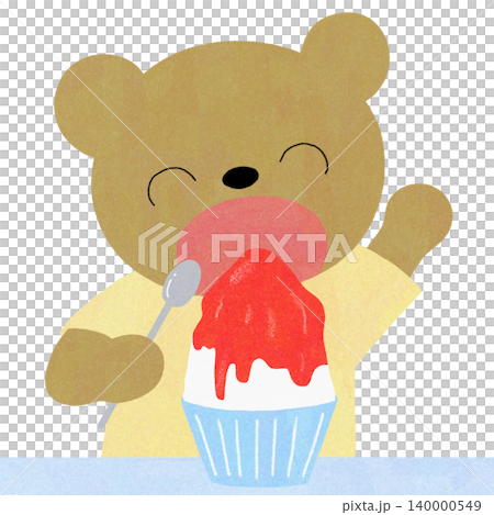 Illustration of a bear eating shaved ice Illustration of a bear eating shaved ice 140000549