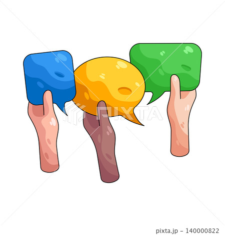 Illustration of Diversity Hand Holding Speech Bubble Illustration of Diversity Hand Holding Speech Bubble 140000822