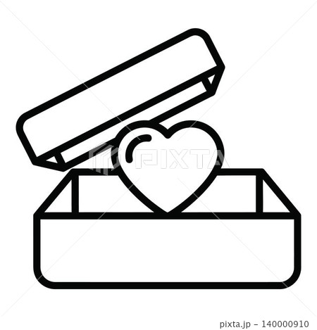 Simple Love Gift Box Icon with Heart Inside Simple Love Gift Box Icon with Heart Inside 140000910