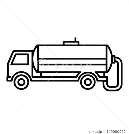 Black line drawing of a gas truck icon isolated Black line drawing of a gas truck icon isolated 140000962