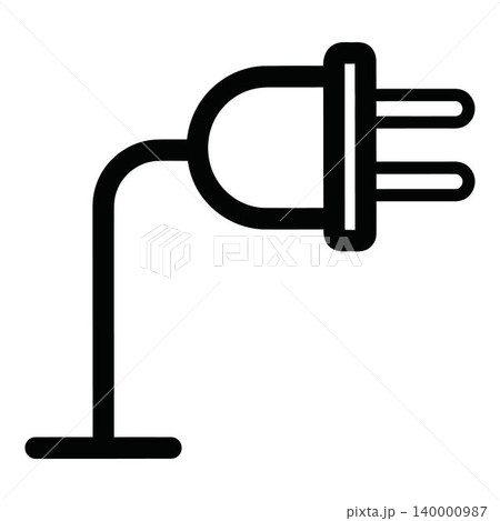 Electric plug icon with cord and prongs simple design 140000987
