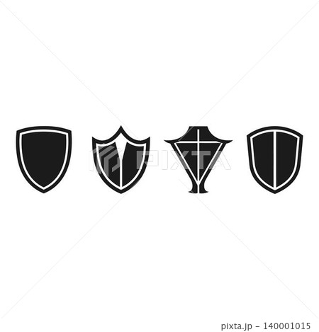 Black and white shield icons for security concepts Black and white shield icons for security concepts 140001015