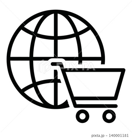Global online shopping cart with world globe icon symbol Global online shopping cart with world globe icon symbol 140001181