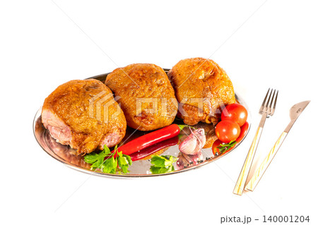 Pork chicken smoked meat breast or turkey serving food background copy space for text organic eating healthy 140001204