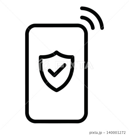 Secure mobile phone icon with shield and checkmark Secure mobile phone icon with shield and checkmark 140001272