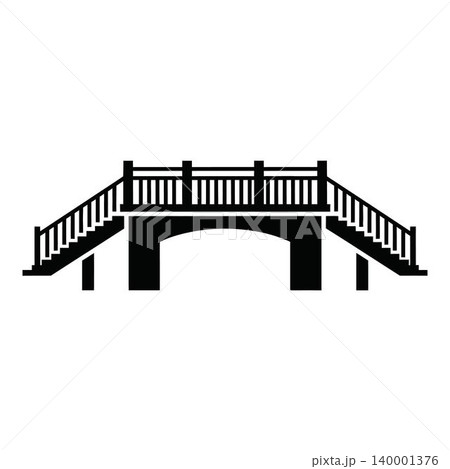 Black and white illustration of small bridge icon Black and white illustration of small bridge icon 140001376