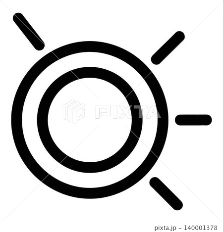 Black Sun Icon with Rays on White Background Black Sun Icon with Rays on White Background 140001378