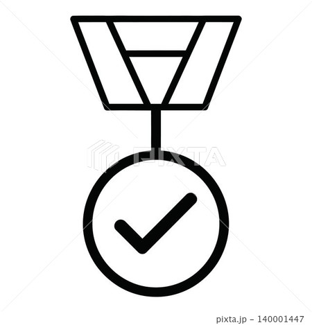 Black medal icon with check mark on white background Black medal icon with check mark on white background 140001447