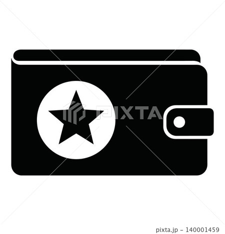 Simple black wallet icon with star Simple black wallet icon with star 140001459