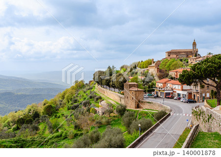 View of the medieval Italian town of Montalcino, Tuscany, Italy 140001878
