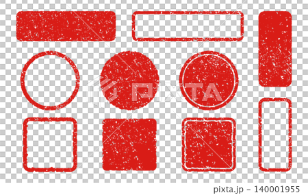 スタンプ風の赤い飾りフレーム、ハンコ風のあしらい(文字なし) スタンプ風の赤い飾りフレーム、ハンコ風のあしらい(文字なし) 140001955
