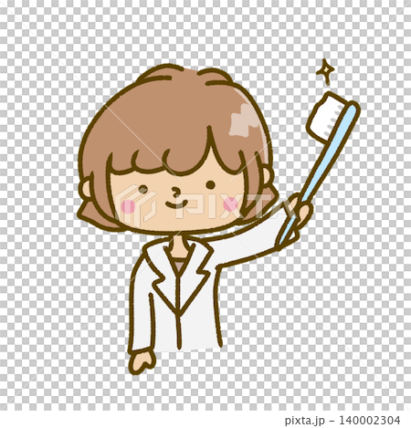 A woman in a white coat holding a toothbrush. A woman in a white coat holding a toothbrush. 140002304
