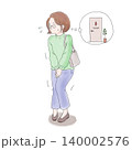 トイレを探している女性を描いたデジタルイラスト 140002576