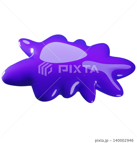 A 3D purple liquid stain with smooth, spreading edges. 140002946