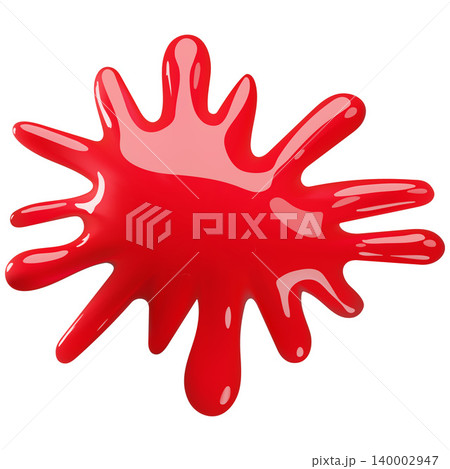 A red 3D blob, an abstract drop with a glossy plastic texture. 140002947