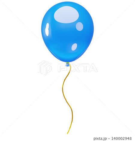 A glossy blue 3D balloon with a gold ribbon. Inflatable decoration. A glossy blue 3D balloon with a gold ribbon. Inflatable decoration. 140002948