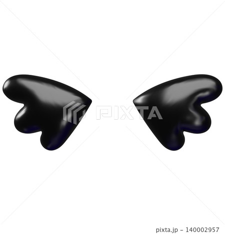 Black glossy demon wings in a 3D style with a smooth texture. Black glossy demon wings in a 3D style with a smooth texture. 140002957