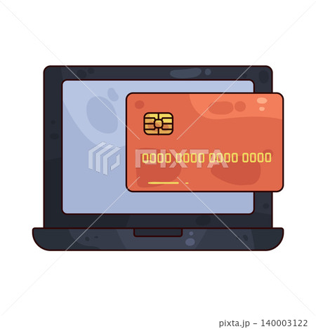 Illustration of Credit Card on Laptop Illustration of Credit Card on Laptop 140003122