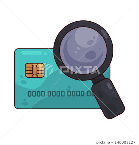 Illustration of Credit Card with Magnifying Glass 140003127