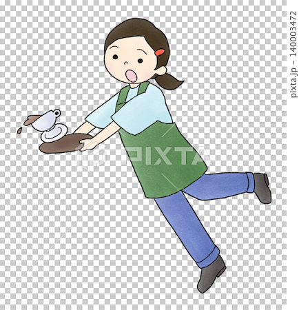 A hand-drawn illustration of a woman about to spill her coffee. A hand-drawn illustration of a woman about to spill her coffee. 140003472